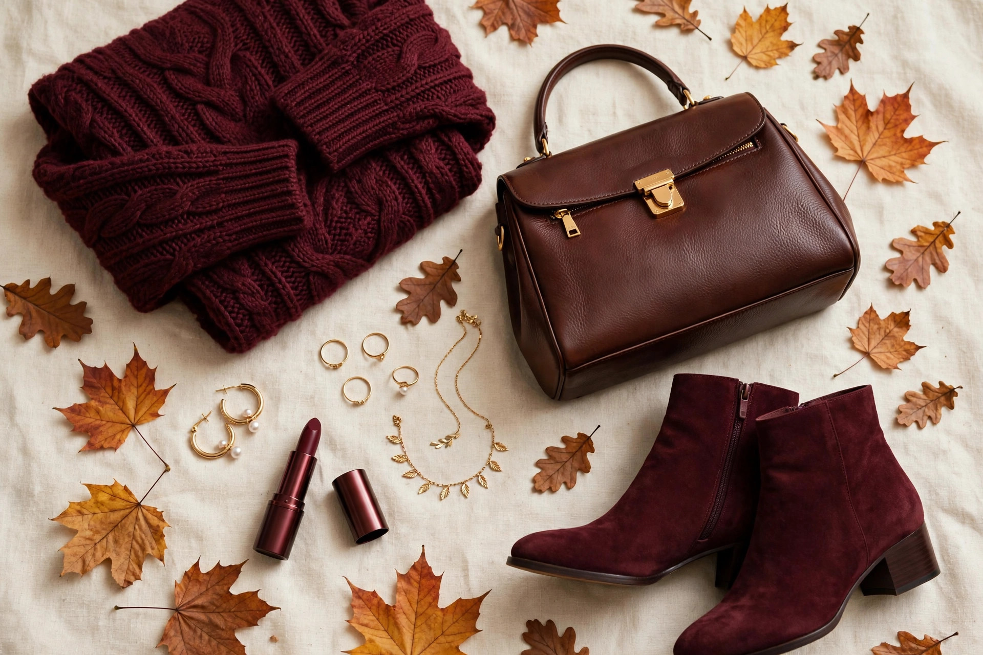 Fall burgundy outfit inspiration with wine-colored layers