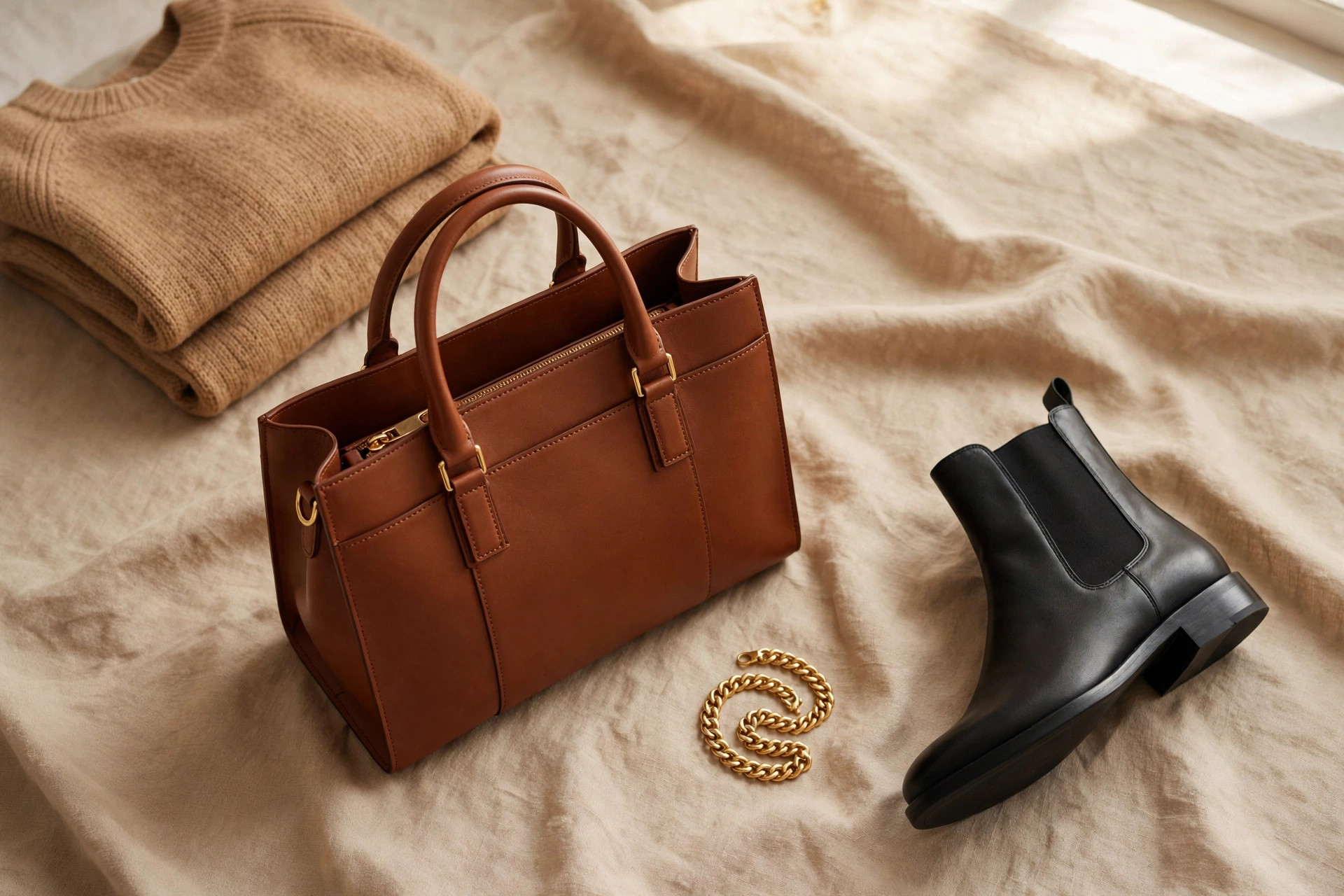 Wool scarf and leather belt fall accessories