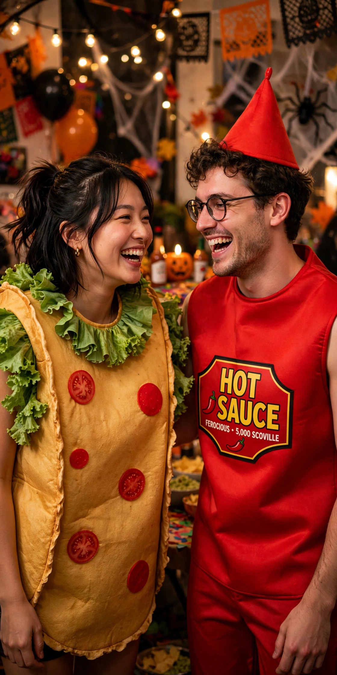 Best friends in taco and hot sauce bottle funny matching costumes